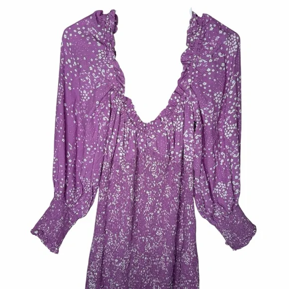 Faithfull The Brand Gombardy Mini Dress in Stevie Floral Size XL / US 10 Purple - Picture 7 of 14
